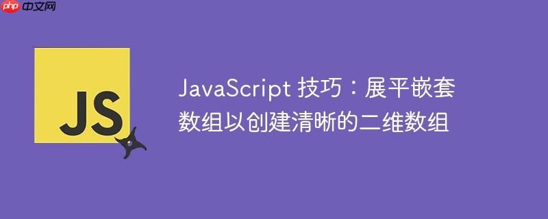 JavaScript 技巧：展平嵌套数组以创建清晰的二维数组