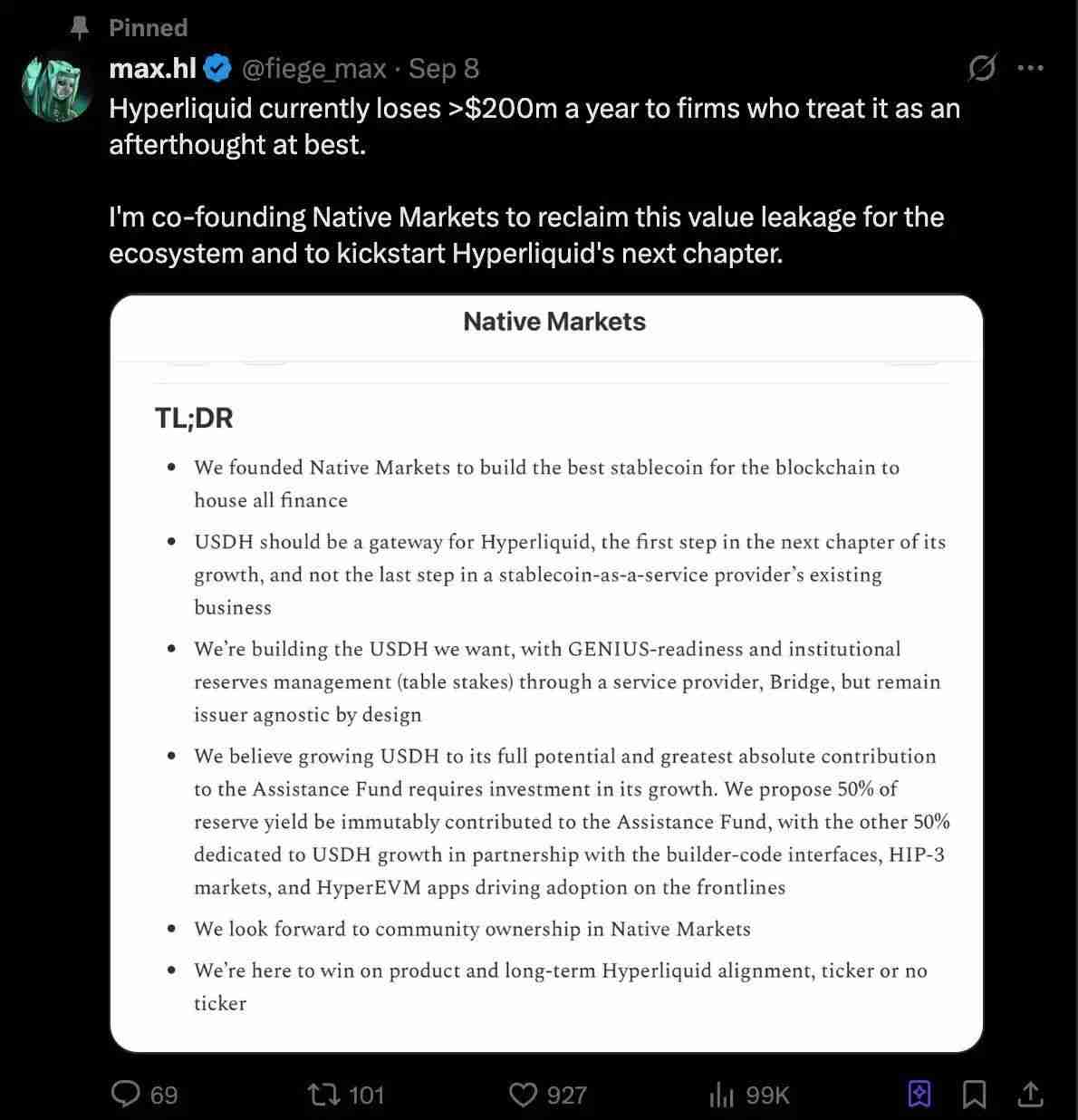 Hyperliquid稳定币即将落锤：新团队Native Markets为何能斩获USDH？