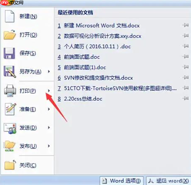 word2007怎么打印文档？word2007打印文档的步骤