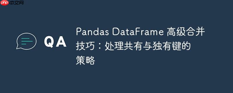 Pandas DataFrame 高级合并技巧：处理共有与独有键的策略