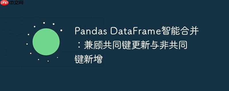 Pandas DataFrame智能合并：兼顾共同键更新与非共同键新增