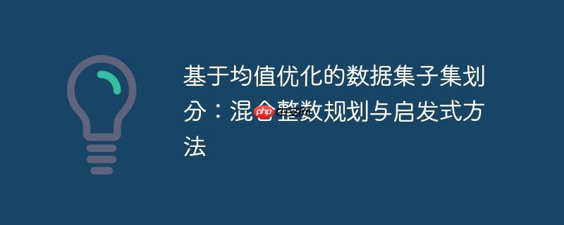基于均值优化的数据集子集划分：混合整数规划与启发式方法