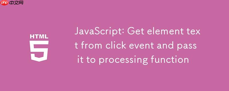 JavaScript：从点击事件中获取元素文本并传递给处理函数