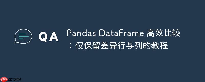 Pandas DataFrame 高效比较：仅保留差异行与列的教程