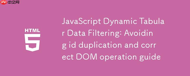 JavaScript动态表格数据过滤：避免id重复与正确DOM操作指南