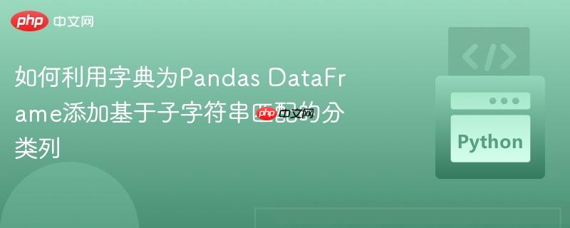 如何利用字典为Pandas DataFrame添加基于子字符串匹配的分类列