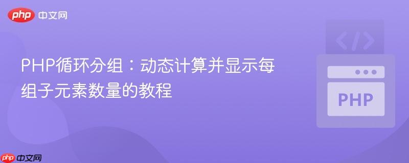 PHP循环分组：动态计算并显示每组子元素数量的教程
