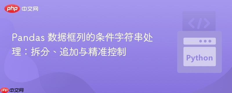 Pandas 数据框列的条件字符串处理：拆分、追加与精准控制