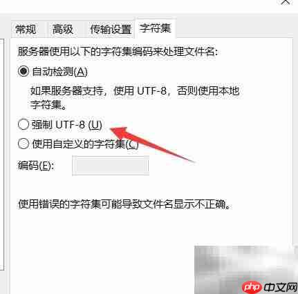 FileZilla设置UTF-8字符集方法