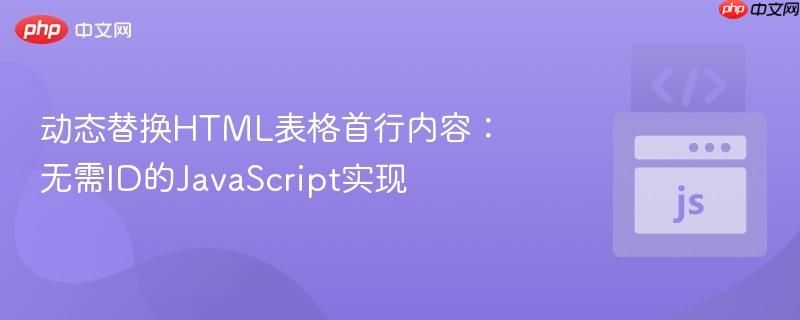 动态替换HTML表格首行内容：无需ID的JavaScript实现