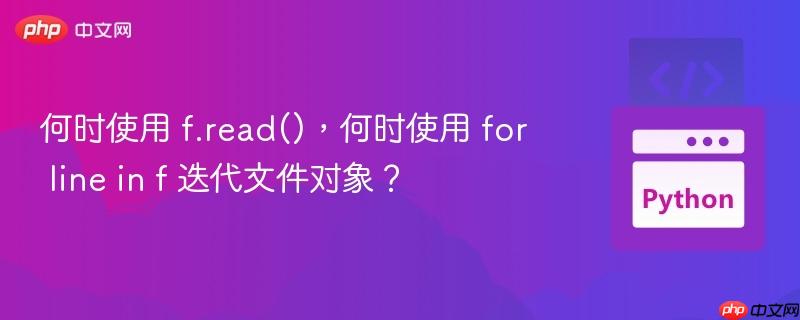何时使用 f.read()，何时使用 for line in f 迭代文件对象？