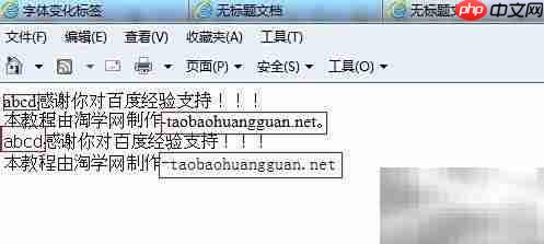 HTML字体变化标签教程