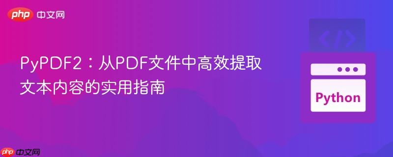 PyPDF2：从PDF文件中高效提取文本内容的实用指南