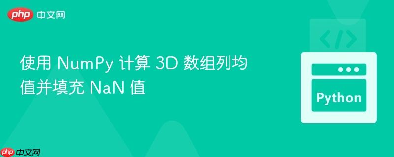 使用 NumPy 计算 3D 数组列均值并填充 NaN 值