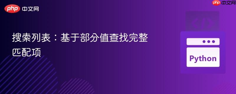 搜索列表：基于部分值查找完整匹配项