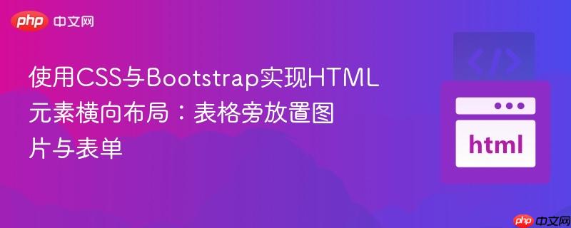 使用CSS与Bootstrap实现HTML元素横向布局：表格旁放置图片与表单