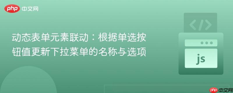 动态表单元素联动：根据单选按钮值更新下拉菜单的名称与选项