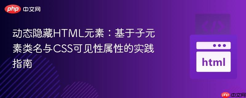 动态隐藏HTML元素：基于子元素类名与CSS可见性属性的实践指南