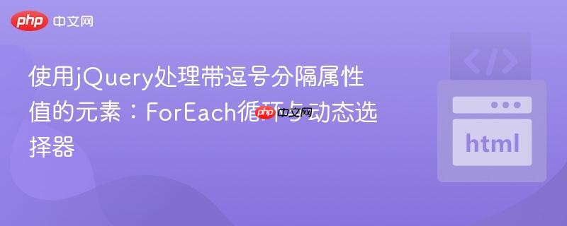 使用jQuery处理带逗号分隔属性值的元素：ForEach循环与动态选择器
