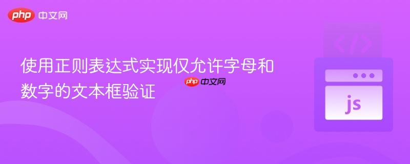 使用正则表达式实现仅允许字母和数字的文本框验证