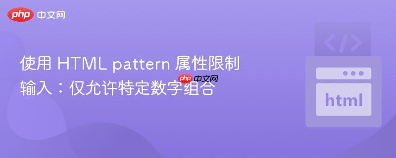 使用 HTML pattern 属性限制输入：仅允许特定数字组合