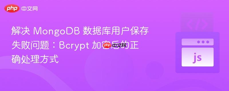 解决 MongoDB 数据库用户保存失败问题：Bcrypt 加密后的正确处理方式