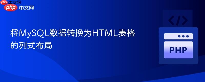 将MySQL数据转换为HTML表格的列式布局