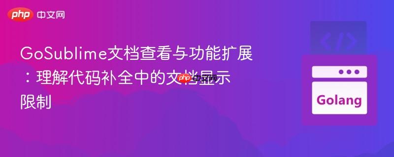 GoSublime文档查看与功能扩展：理解代码补全中的文档显示限制