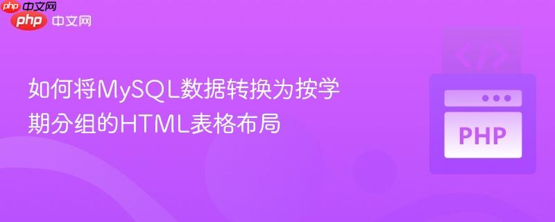 如何将mysql数据转换为按学期分组的html表格布局
