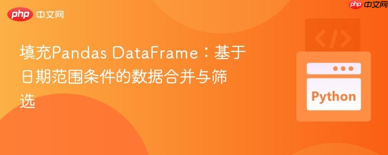 填充Pandas DataFrame：基于日期范围条件的数据合并与筛选
