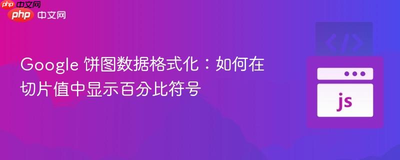 Google 饼图数据格式化：如何在切片值中显示百分比符号