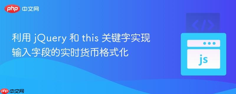 利用 jQuery 和 this 关键字实现输入字段的实时货币格式化