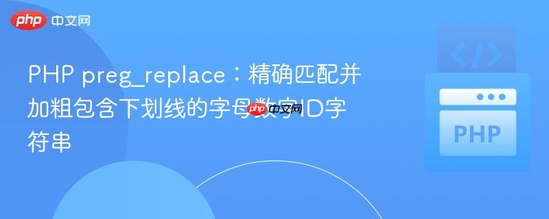 PHP preg_replace：精确匹配并加粗包含下划线的字母数字ID字符串