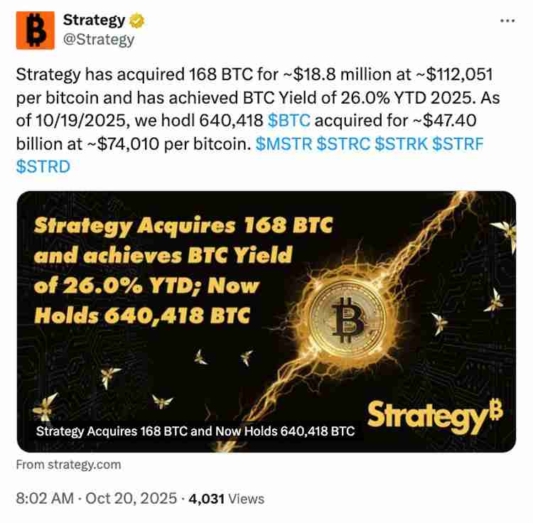 一文了解Michael Saylor的Strategy朝着70万枚比特币（BTC）目标又迈出一小步