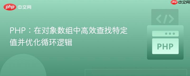 PHP：在对象数组中高效查找特定值并优化循环逻辑