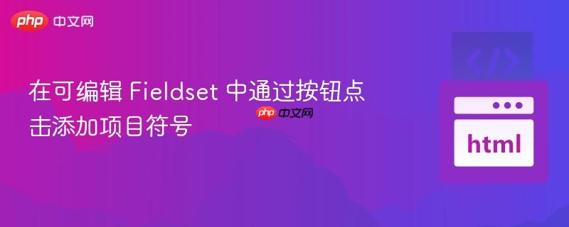 在可编辑 Fieldset 中通过按钮点击添加项目符号
