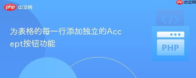为表格的每一行添加独立的accept按钮功能