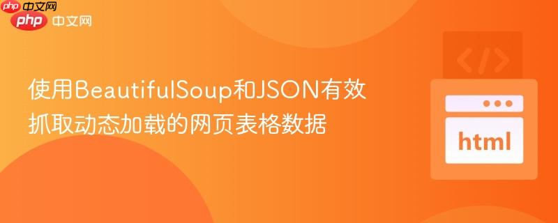 使用BeautifulSoup和JSON有效抓取动态加载的网页表格数据