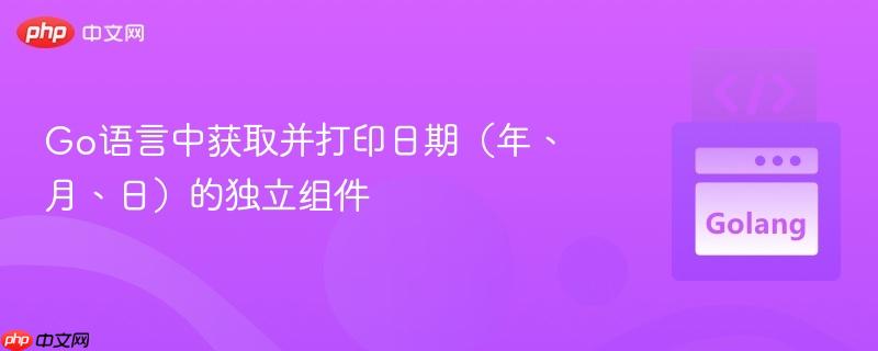 Go语言中获取并打印日期（年、月、日）的独立组件