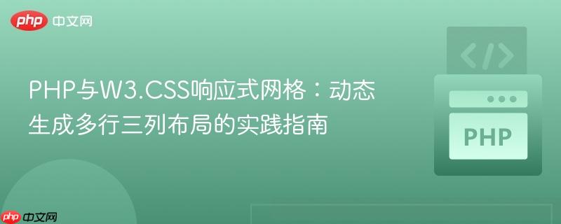 PHP与W3.CSS响应式网格：动态生成多行三列布局的实践指南