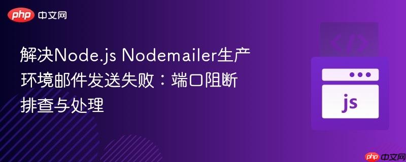 解决Node.js Nodemailer生产环境邮件发送失败：端口阻断排查与处理