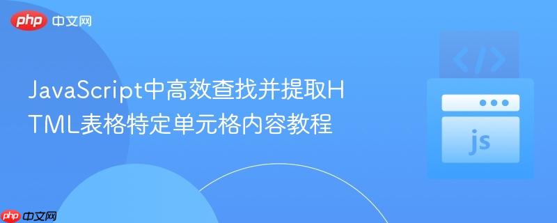 JavaScript中高效查找并提取HTML表格特定单元格内容教程
