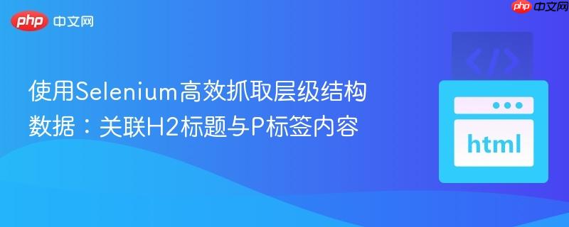 使用Selenium高效抓取层级结构数据：关联H2标题与P标签内容