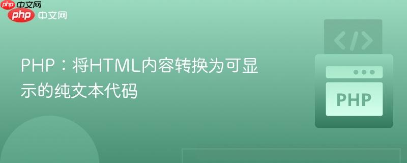 PHP：将HTML内容转换为可显示的纯文本代码