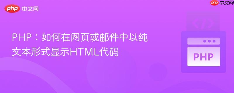 PHP：如何在网页或邮件中以纯文本形式显示HTML代码