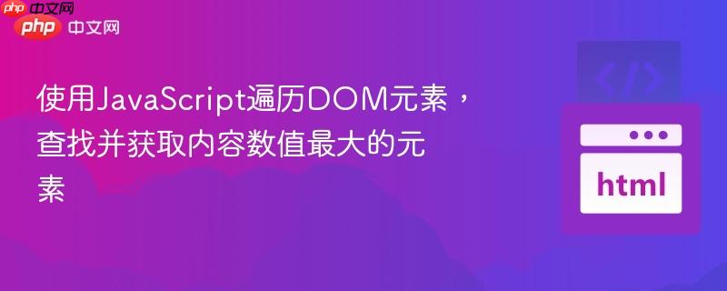 使用JavaScript遍历DOM元素，查找并获取内容数值最大的元素
