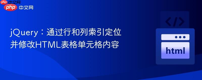 jQuery：通过行和列索引定位并修改HTML表格单元格内容