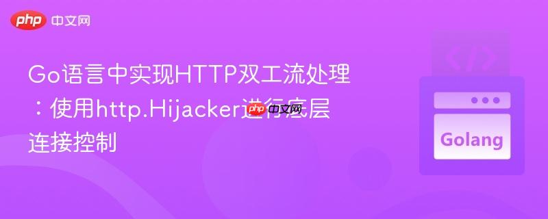 Go语言中实现HTTP双工流处理：使用http.Hijacker进行底层连接控制