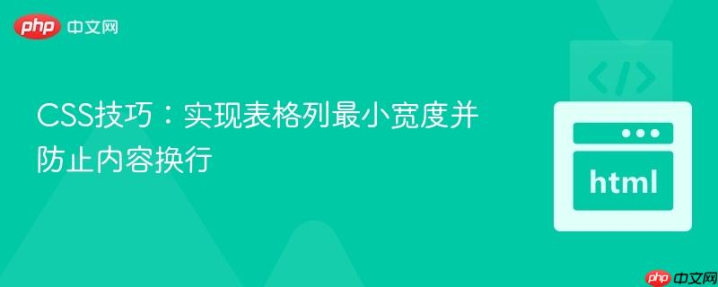 CSS技巧：实现表格列最小宽度并防止内容换行