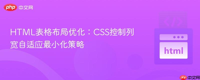 HTML表格布局优化：CSS控制列宽自适应最小化策略